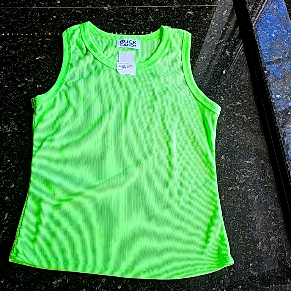 Rock Candy Girl’s Neon Green Ribbed Tank Sz XL